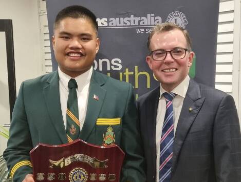 William Hamell with Member for Northern Tablelands and former Lions Youth of the Year winner Adam Marshall. Picture supplied 