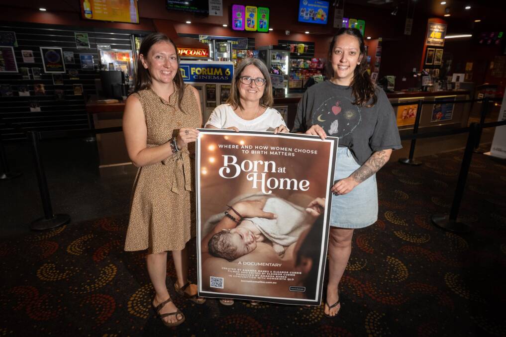 Local doula Samantha Wibberley, mental health social worker Kerryn Smith, and 'Born at Home' documentary screening Jenna Moodley. Picture by Peter Hardin