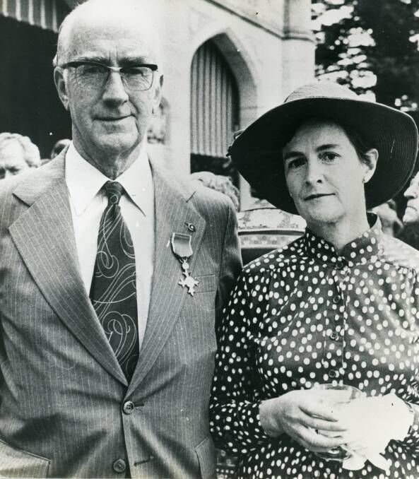 Norman and Hazel McKellar, pictured at Government House in Sydney on the occasion of Mr McKellar being made a Member of the Order of the British Empire (MBE) in 1977. Picture supplied 