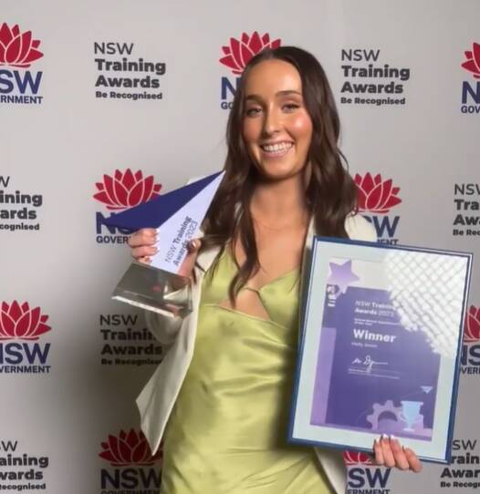 Molly Smith and Elizabeth King are studying for a Certificate III in Health Services Assistance at TAFE NSW Tamworth and accepted School Based Trainee of the Year and VET in Schools Student of the Year awards at the 2023 NSW Training Awards on Friday, September 15. 