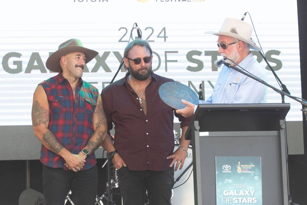 The Wolfe Brothers received their Galaxy of the Stars plaque and played a short concert at the Toyota FanZone on Thursday, January 25. Pictures by Peter Hardin