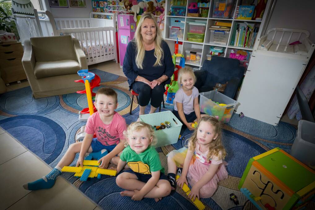 Tamworth North West 2023 Excellence in Family Day Care Awards winner, Paula Pauling, Kootingal, with her charges Ryder Ireland, Noah Preston, Lottie Powell and Ivy Coles (back). Picture by Peter Hardin
