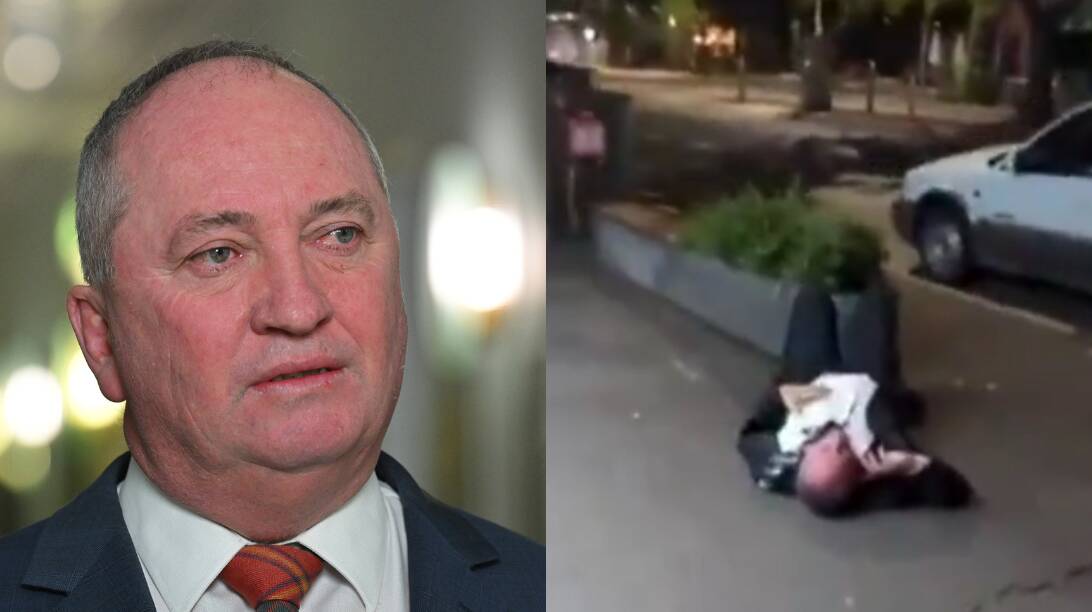 Nationals frontbencher Barnaby Joyce said he made a 'big mistake' in reference to being filmed lying on a Canberra footpath on February 7. Pictures by AAP Image/Mick Tsikas and Sunrise