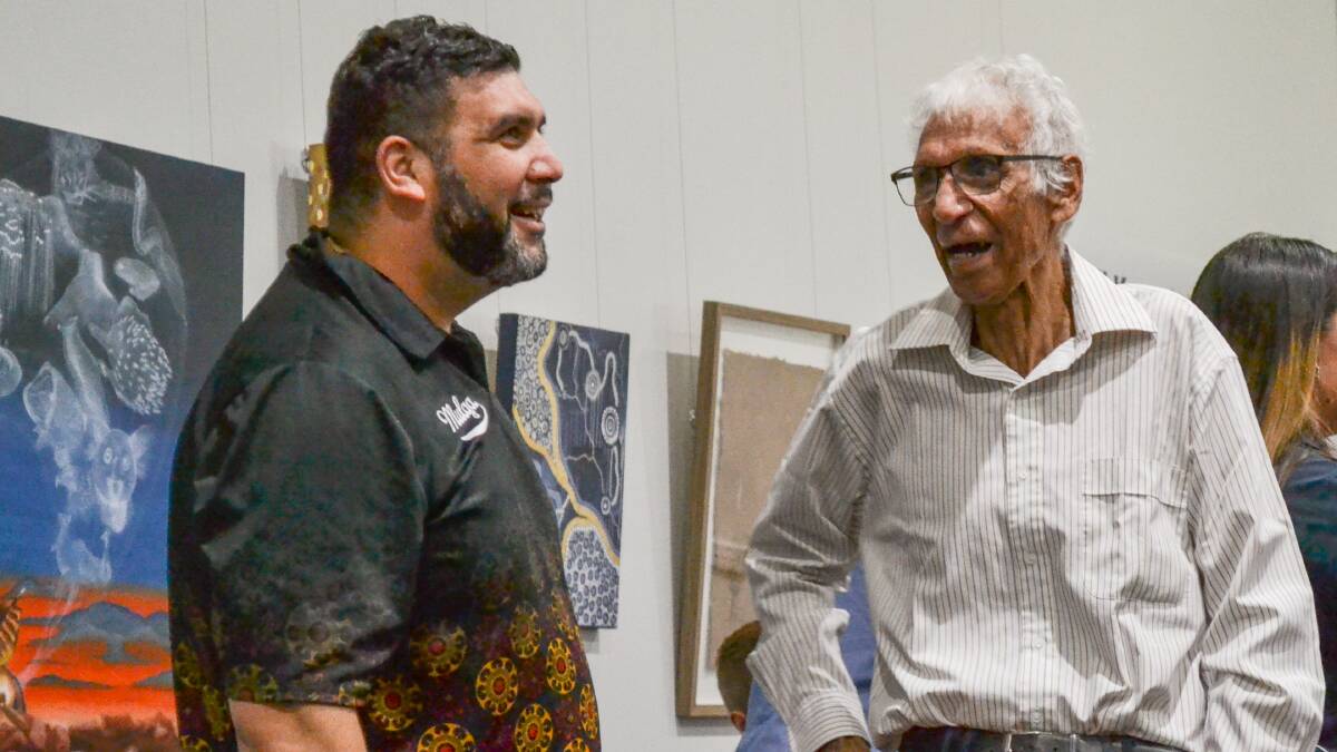 Les Knox (right) the son of renowned artist Cyril Knox was at the official opening on November 17. Picture supplied.