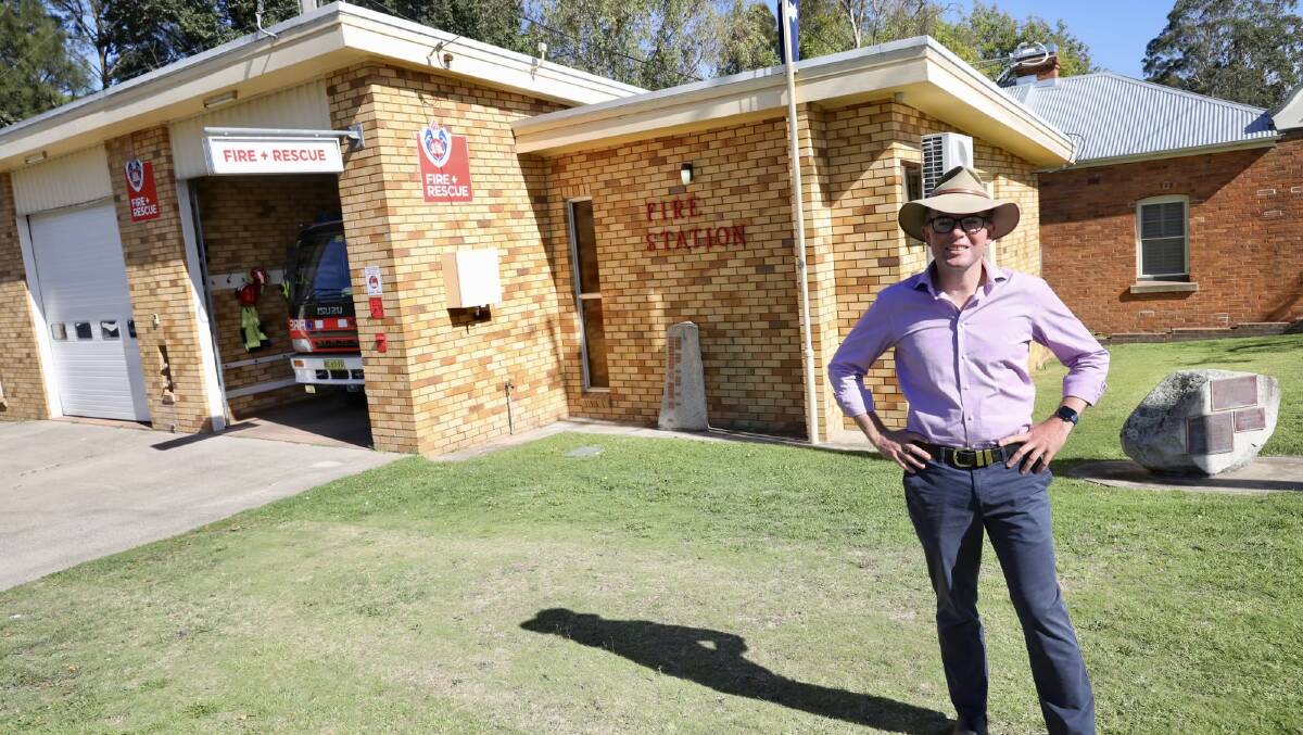 Northern Tablelands MP Adam Marshall outside the Uralla Fire & Rescue Station, which will undergo a $1.6 million upgrade and expansion, starting next month. Picture supplied.