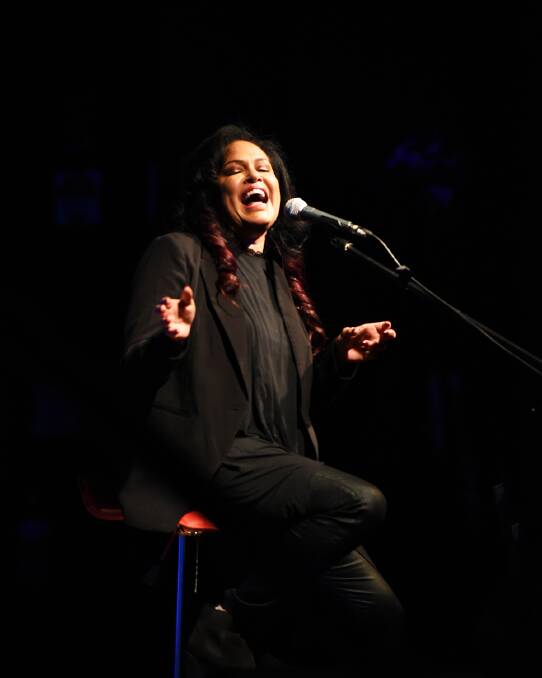 Fine voice: Christine Anu performs on stage at the Royal Theatre in Quirindi. Photo: Supplied.