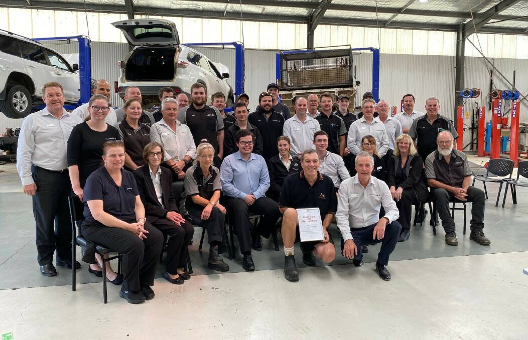 Job done: The Tamworth Toyota team wish Mick and wife Jenell well for their retirement. Photo: Supplied.