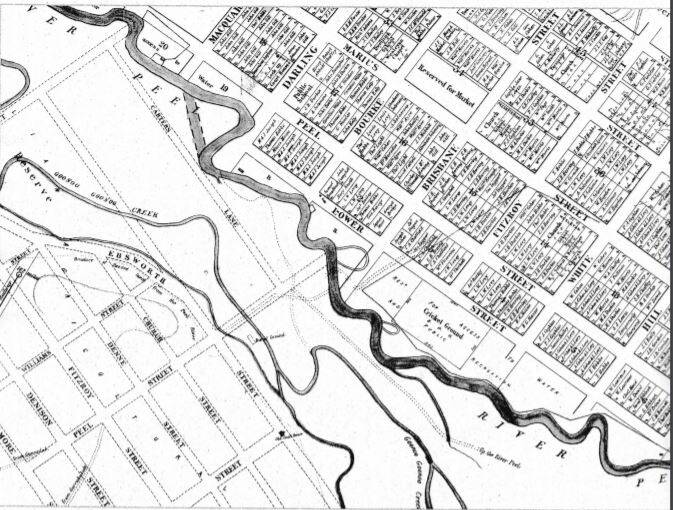 A section of the 1874 Plan of Tamworth, showing parts of East and West Tamworth.