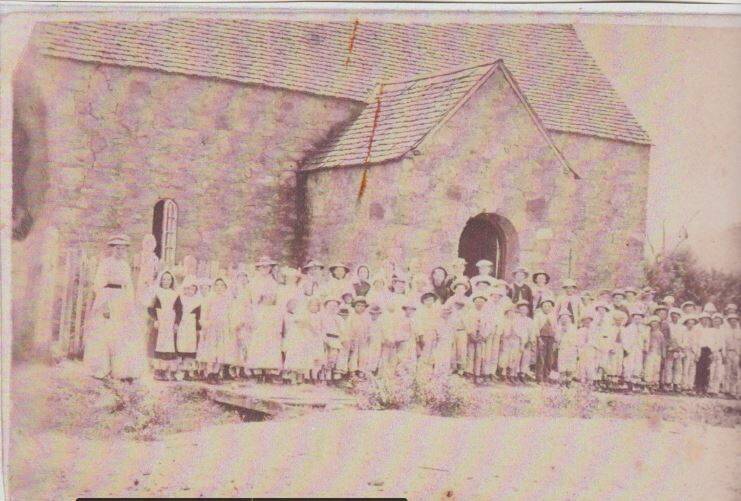 Taken in the 1860's, this photo shows the 1857 Anglican Denominational School in the remodelled building now known as the Retreat Theatre in West Tamworth.