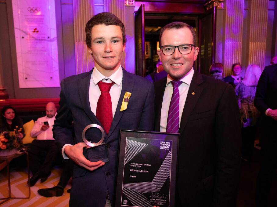 On song: Uralla student Kieran Sullivan has taken out the VET in Schools Student of the Year award at the 2018 NSW Training Awards in Sydney. Photo: Supplied.