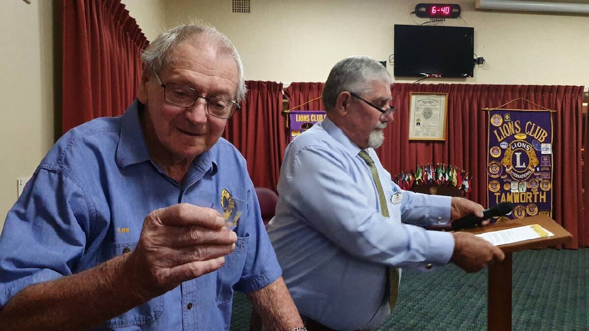 Acknowledgement: Les Gardiner was presented with a 60 year Chevron for Service to The Lions Club. Photo: Supplied.