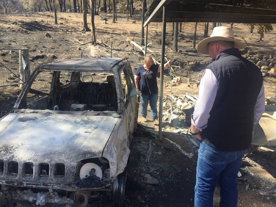 RECOVERY: New England MP Barnaby Joyce at a property near Tenterfield after the fires. Photo: Supplied