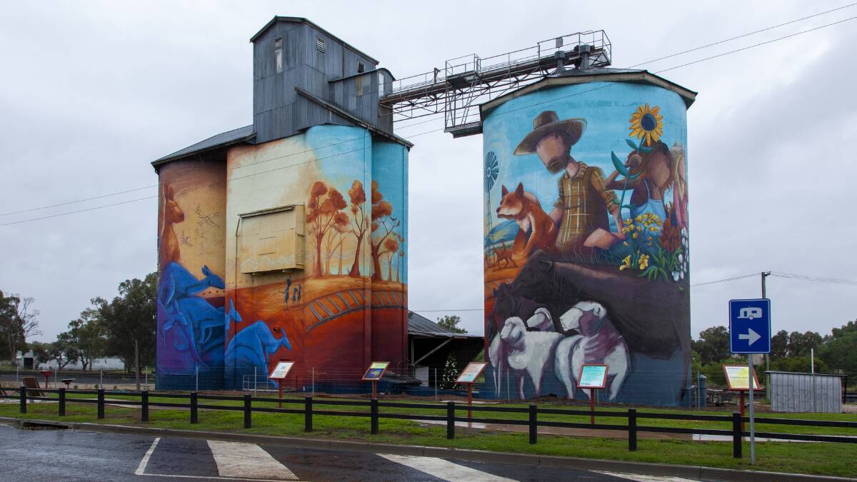 'Quirindi Silo Art and Light & Sound Show' by Peter Ryan Art has been shortlisted for the 2023 Australian Street Art Awards' Best Mega Mural gong. Picture supplied.