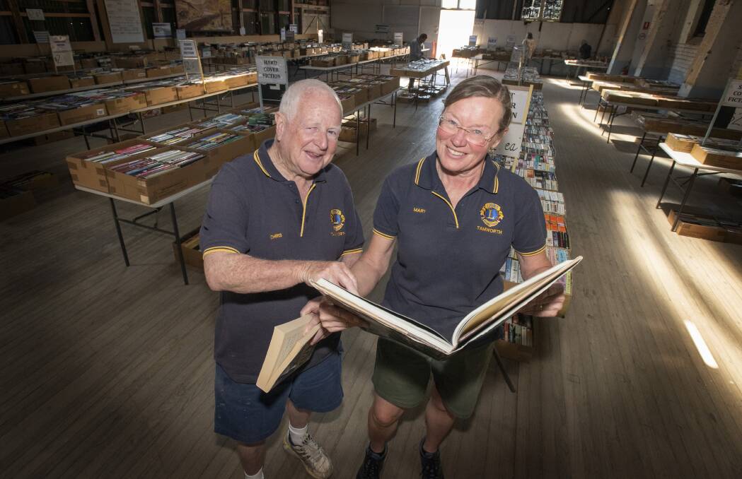 Readers delight: Chris Kane and Mary Allen are ready for an influx of book lovers. Photo: Peter Hardin 131119PHD008
