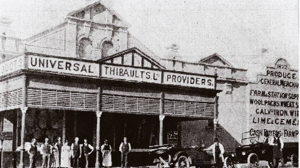 Thibault's Store and staff, around 1920, the location still often referred to as "Thibault's Corner". Photo: Supplied