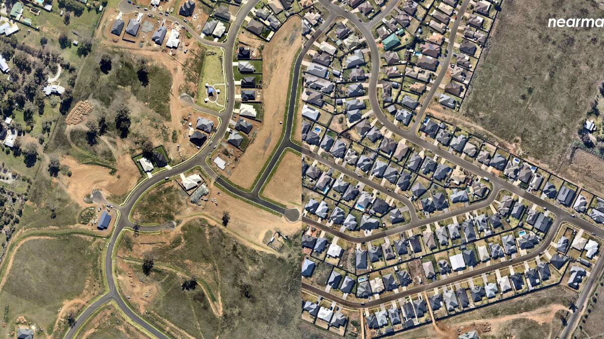 Calala, Tamworth, in July 2014, left, compared to August 2023, right. Pictures supplied by Nearmap