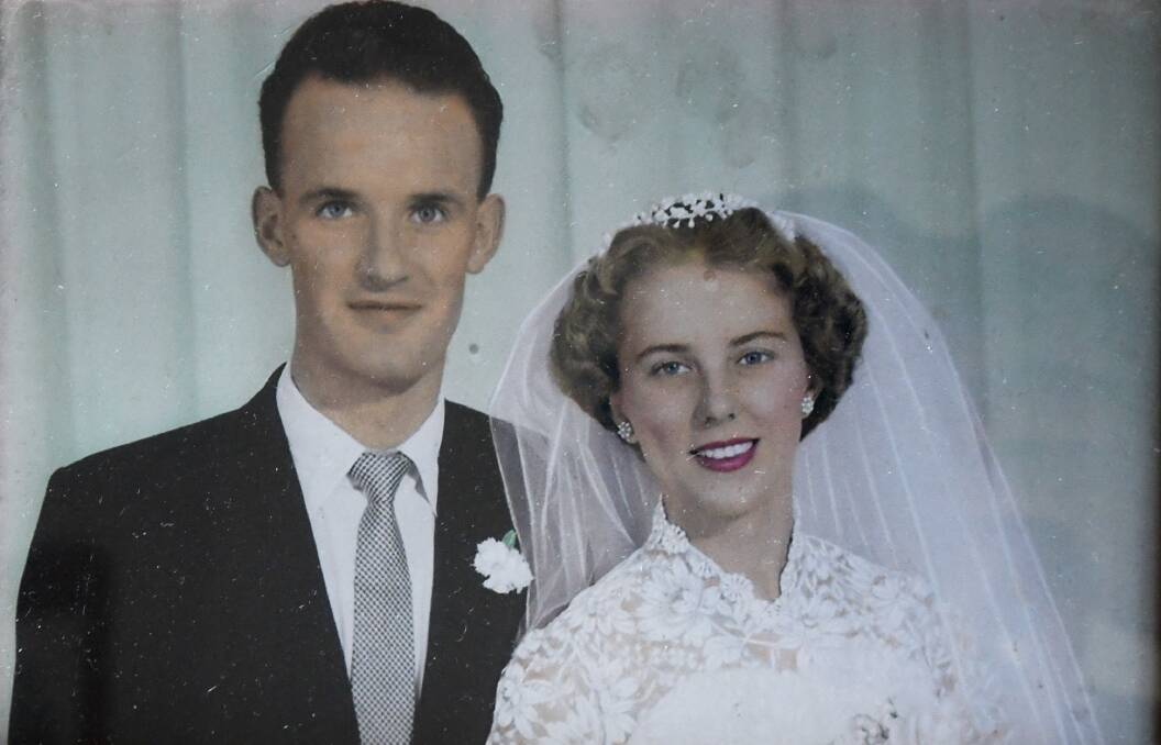 Way back when: Noel and Shirley Priddle on their wedding day. 
