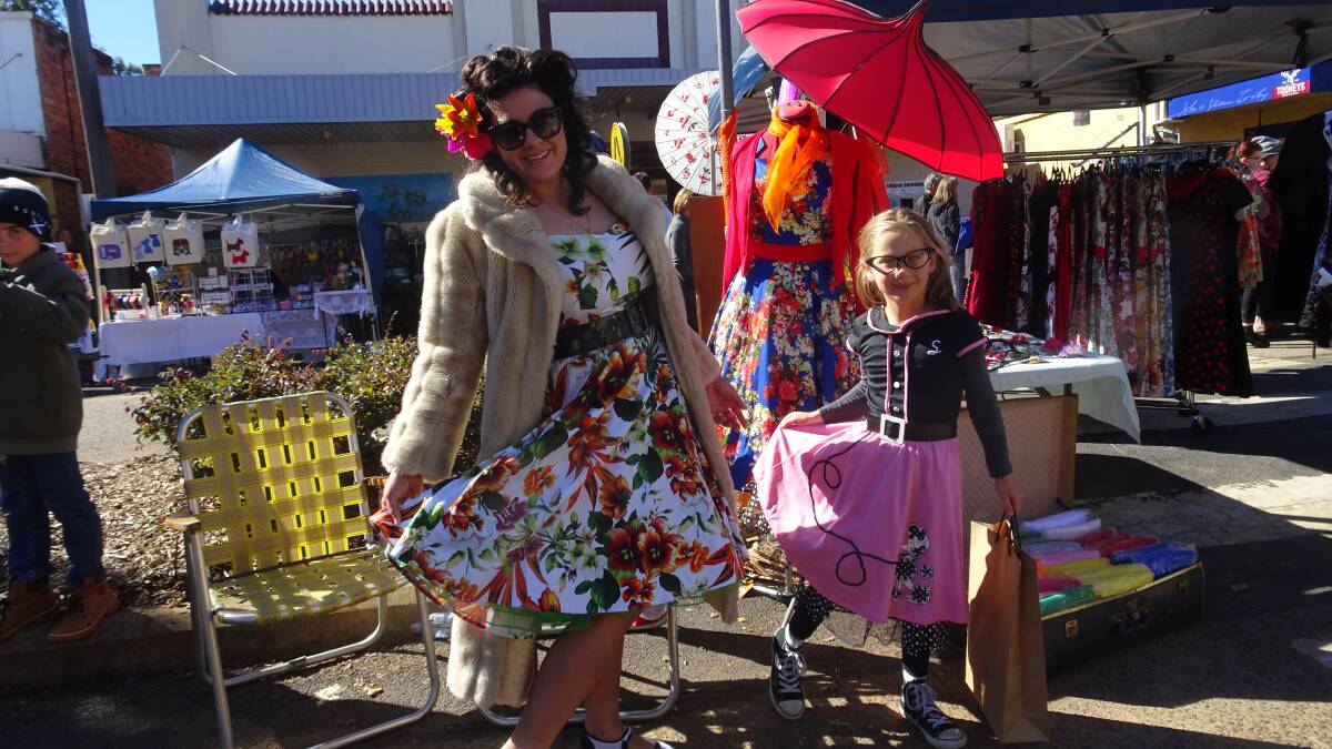 Stepping back in time at the 2019 Festival, Jess from Northcott & Co. vintage with Scarlett Standerwick.
