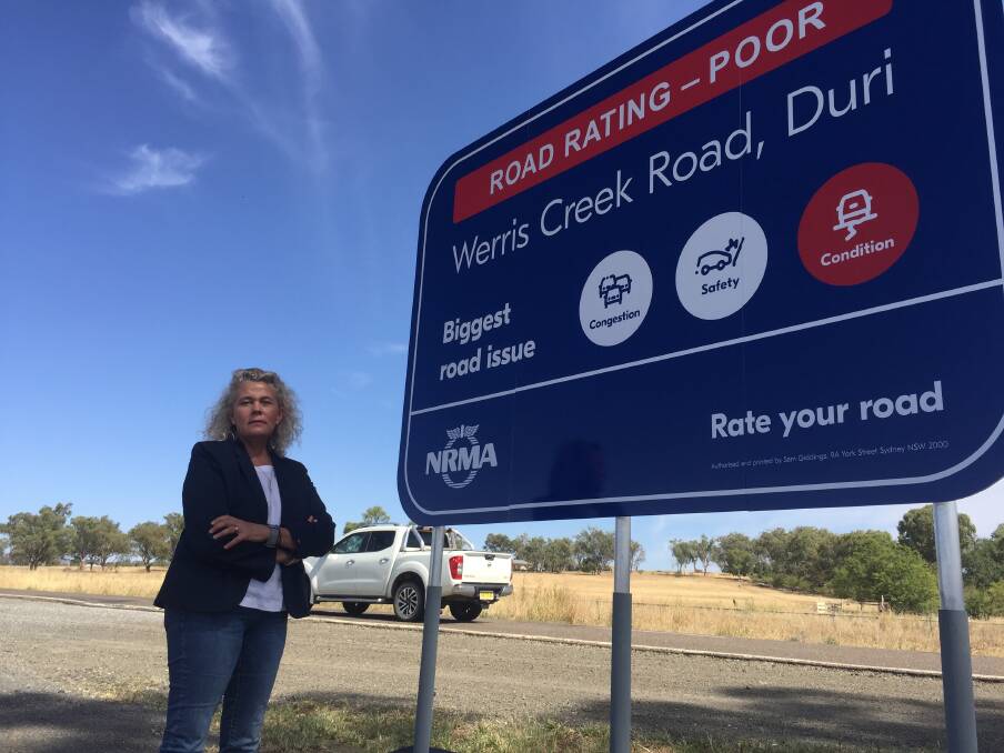 Poor conditions: IN 2019 NRMA director Fiona Simson called for urgent action on dangerous roads like the Werris Creek Road, which was ranked one of the worst in the state. Photo: Chris Bath