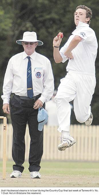 Josh Hazlewood sends one down at Tamworth No.1 Oval in January 2007. 