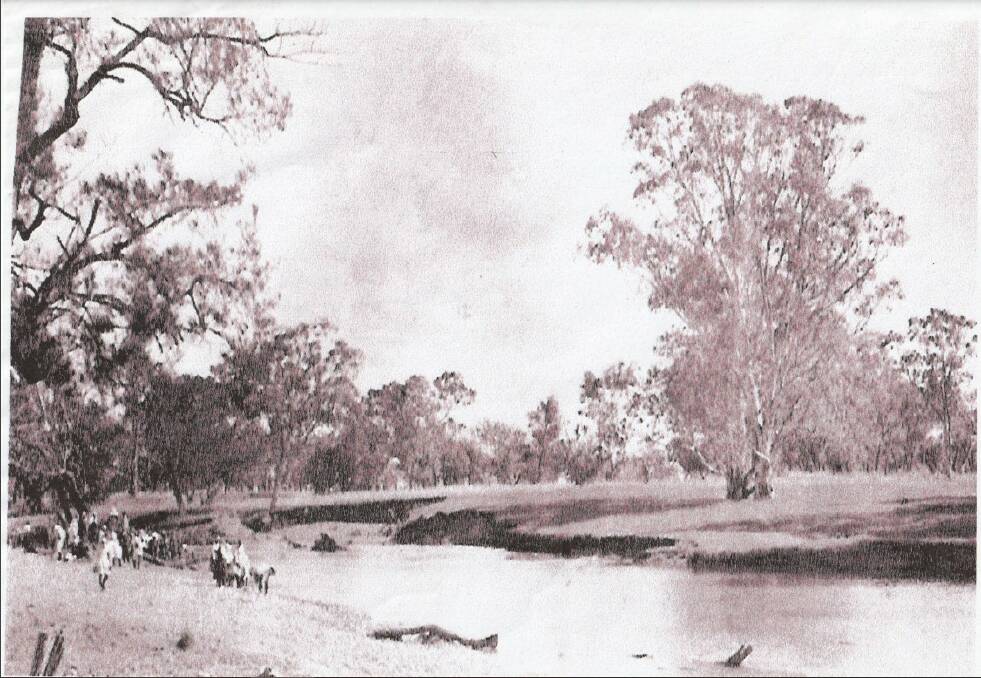 The Peel River crossing-place, 9 km downstream from Tamworth, where John Oxley's convict party did the work in felling trees and carting gear across the fallen logs to set up camp on September 2, 1818.