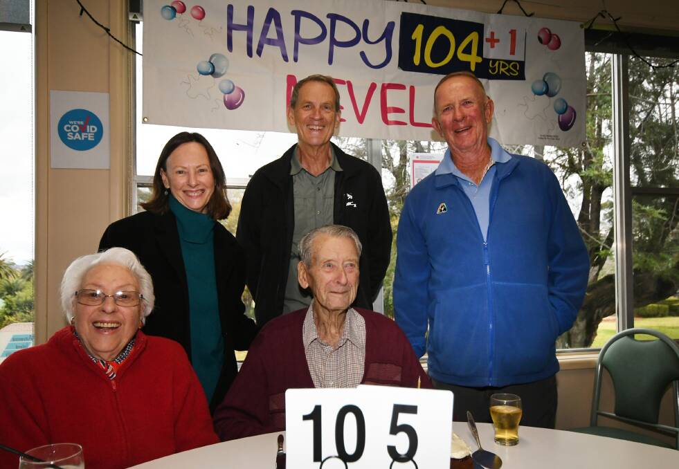 Birthday wishes: Nevell McDonald and his partner Betty Urquhart (front) with (back left to right) Evelyn McDonald, Bob McDonald and David McDonald. Photo: Gareth Gardner.