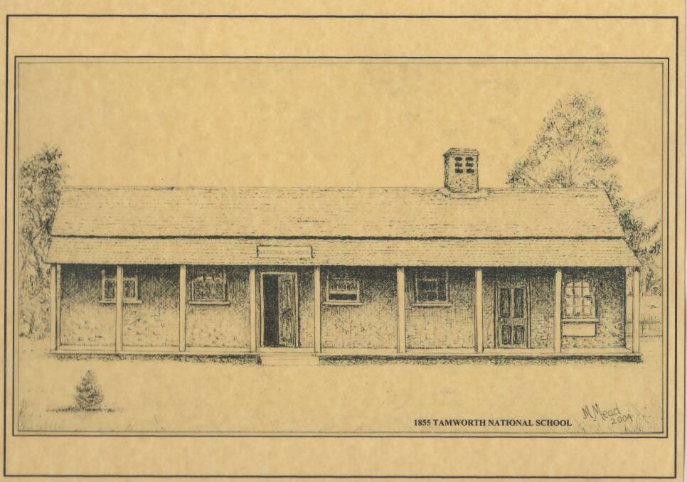 The first Tamworth Public School (previously the 1855 National School), located in Darling Street, on the site of the current Community Centre.