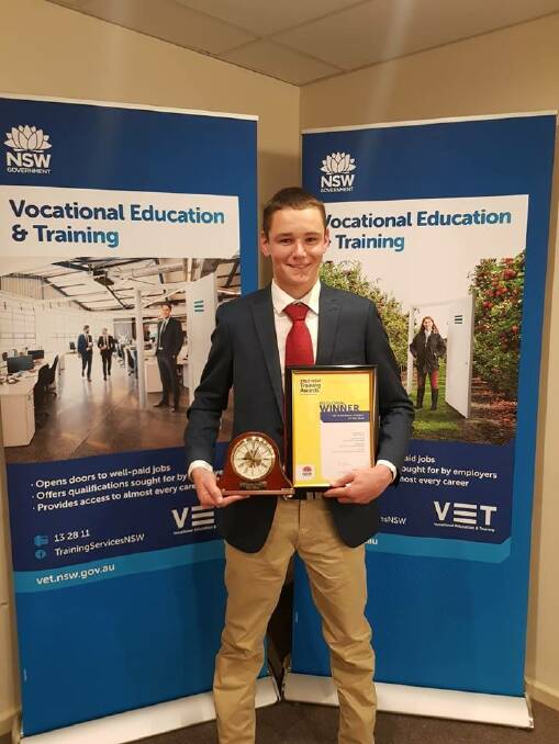 Well done: Uralla's Kieran Sullivan was named VET in Schools Student of the Year at the gala event on Friday. Photo: Supplied.