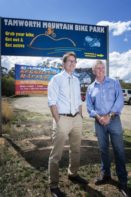 Safety first: Tamworth MP Kevin Anderson and TRC Deputy Mayor Phil Betts. Photo: Peter Hardin 240918PHB005