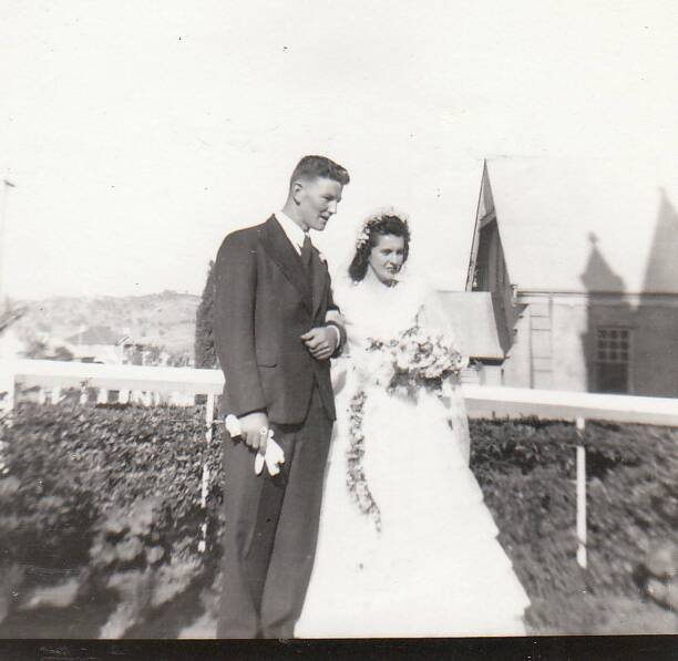 STILL GOING STRONG: Richard and Vida Eather on their wedding day, October 1, 1949. They recently celebrated their 70th anniversary.