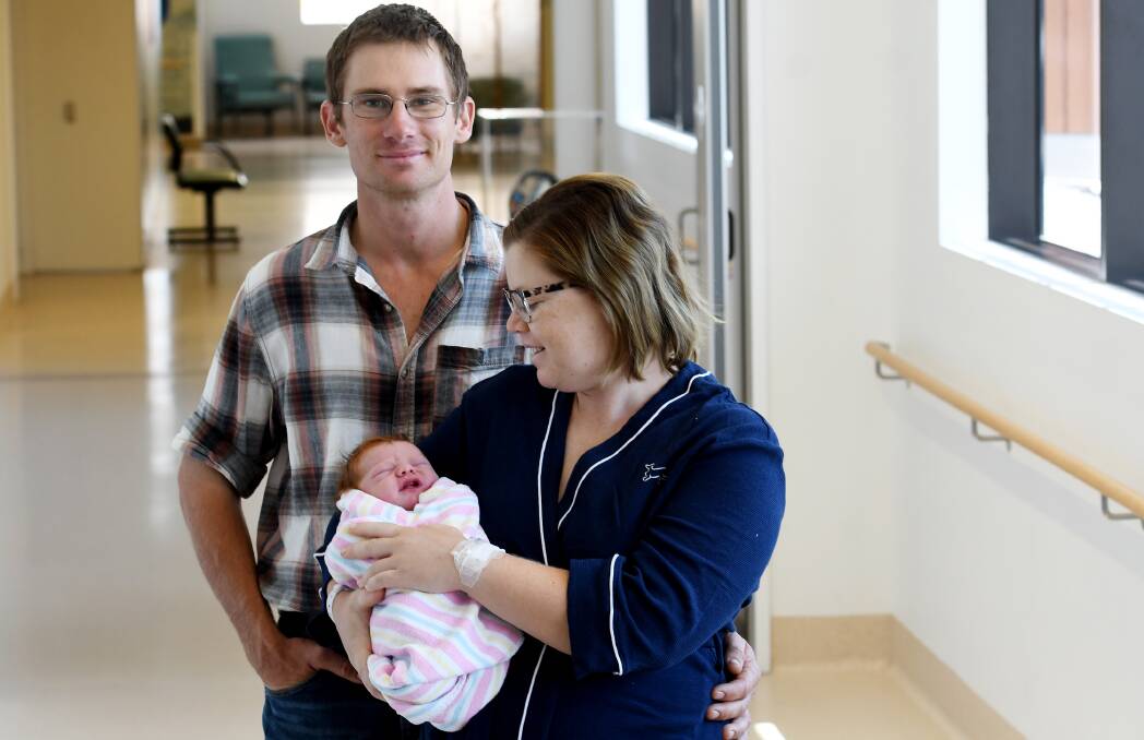 NEW ADDITION: Amy Burgess and John Ham with their newborn son Elias Ham at Tamworth hospital. Photo: Gareth Gardner