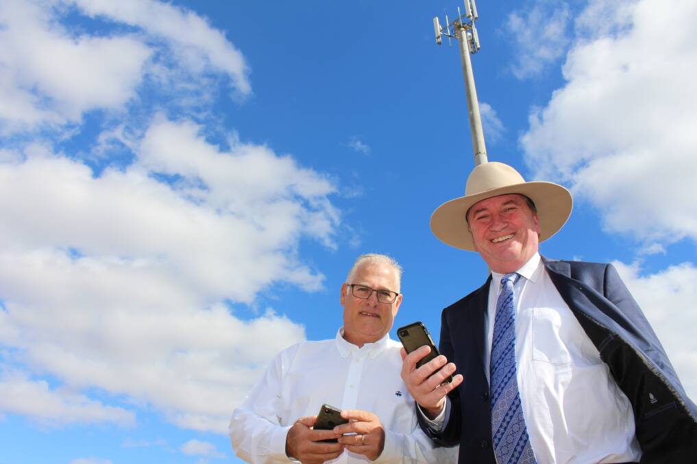 SICK LEAVE: Barnaby Joyce at the Dungowan Telstra tower launch on Thursday.