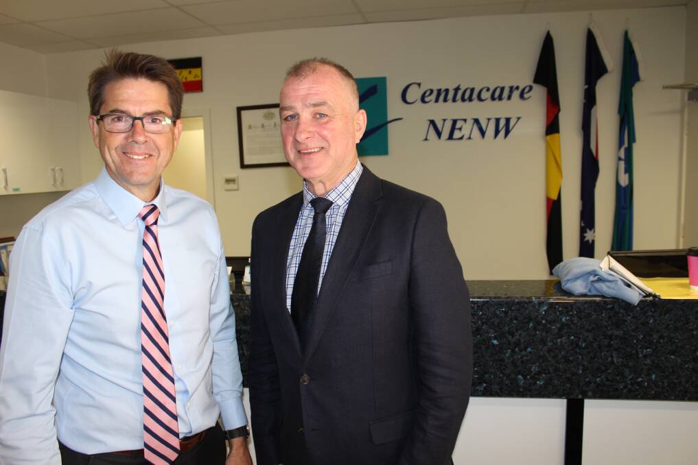WELL BEING: Tamworth MP Kevin Anderson and Centacare New England North West’s CEO Fergus Fitzsimons.