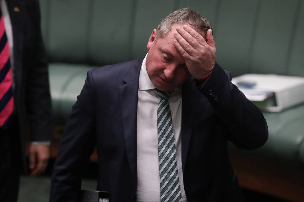 SWEATING: While he's taken a hit, there is still support for Barnaby Joyce. Photo: Alex Ellinghausen