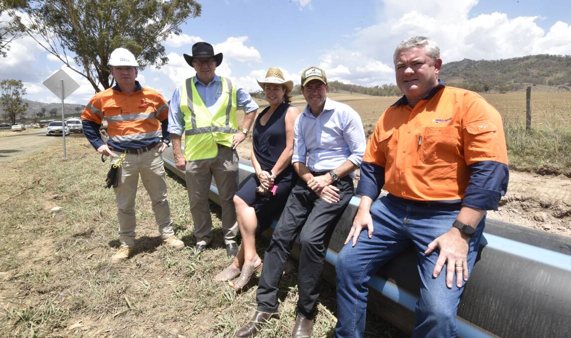 PIPELINE PROGRESS: Project manager Tony O'Sullivan, Tamworth mayor Col Murray, Water Minister Melinda Pavey, Tamworth MP Kevin Anderson and Water NSW CEO David Harris.