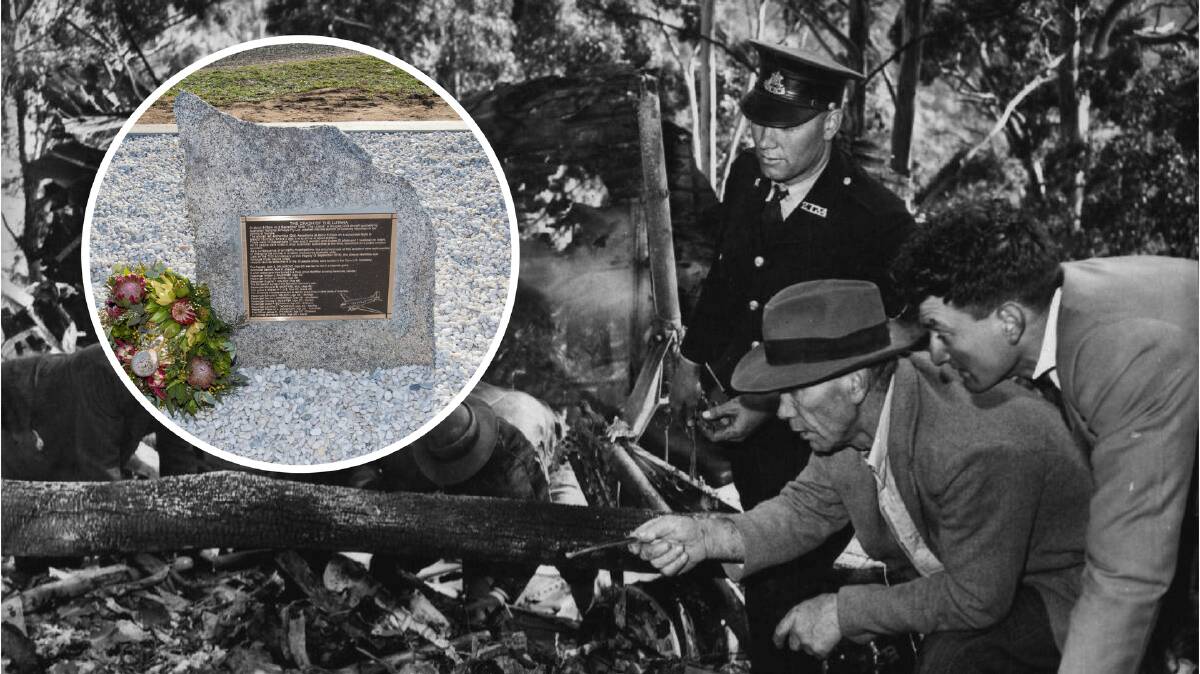 HONOURED: The restored grave and new plaque. It's been 70 years since the fatal crash.