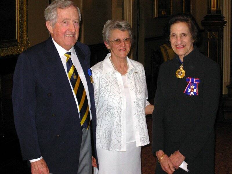 John and his wife Mary with the Governor General Dame Marie Bashir in Sydney in 2006 when he received his OAM.