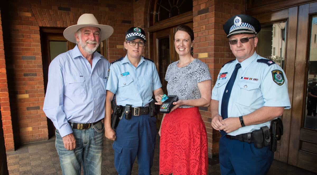 ID PLEASE: Russell Web, Senior Constable Jen Ridley, Jill Stewart and Chief Inspector Phil O'Reilly. Photo: Peter Hardin