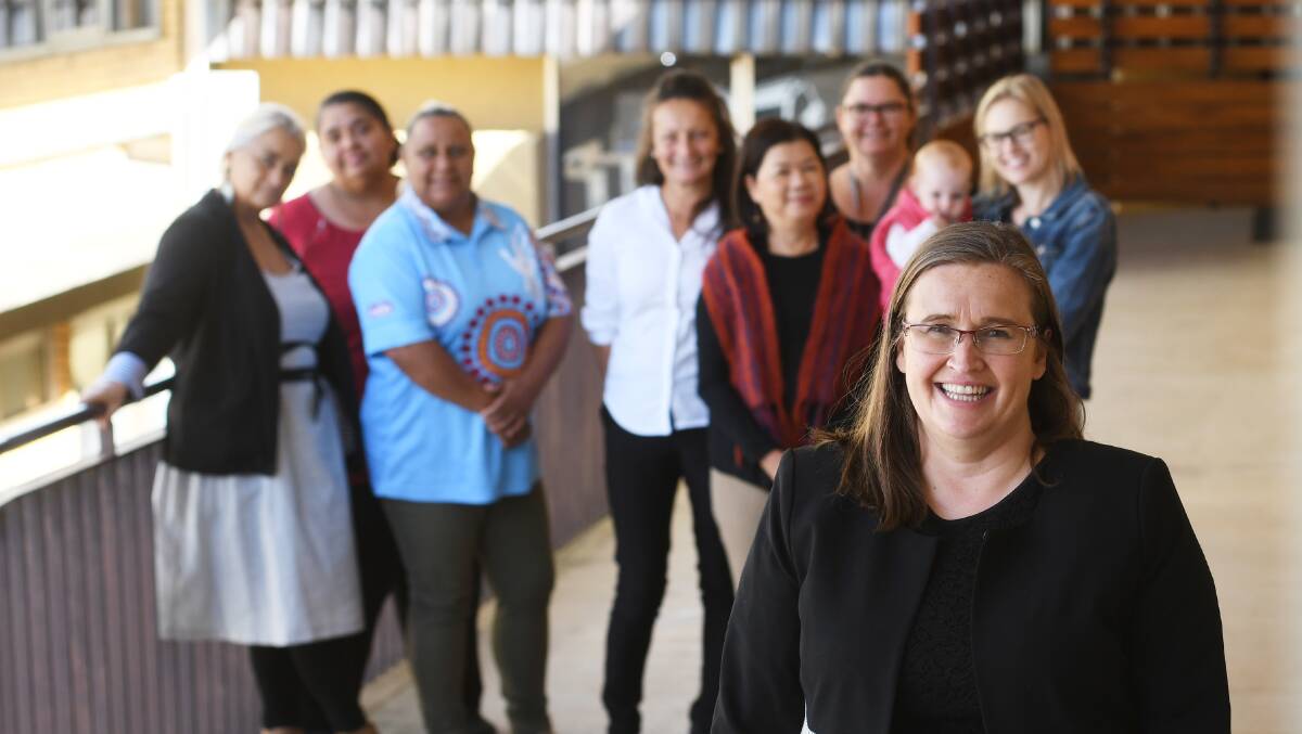 LOCAL ISSUES: Sexual Discrimination Commissioner Kate Jenkins with the Tamworth women. Photo: Gareth Gardner