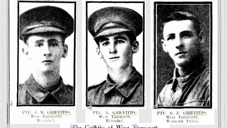 The Griffiths brothers, who lived in Tamworth, all served in World War I. Photo: SUBMITTED BY BOB VIAL.