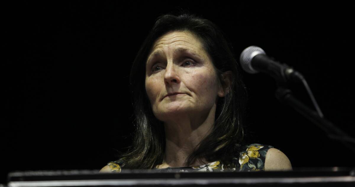 HISTORIC MOMENT: Joanne McCarthy speaking at a Newcastle "Shine The Light" rally in 2012, calling for the Royal Commission that was subsequently granted by then prime minister Julia Gillard. Picture: Marina Neil
