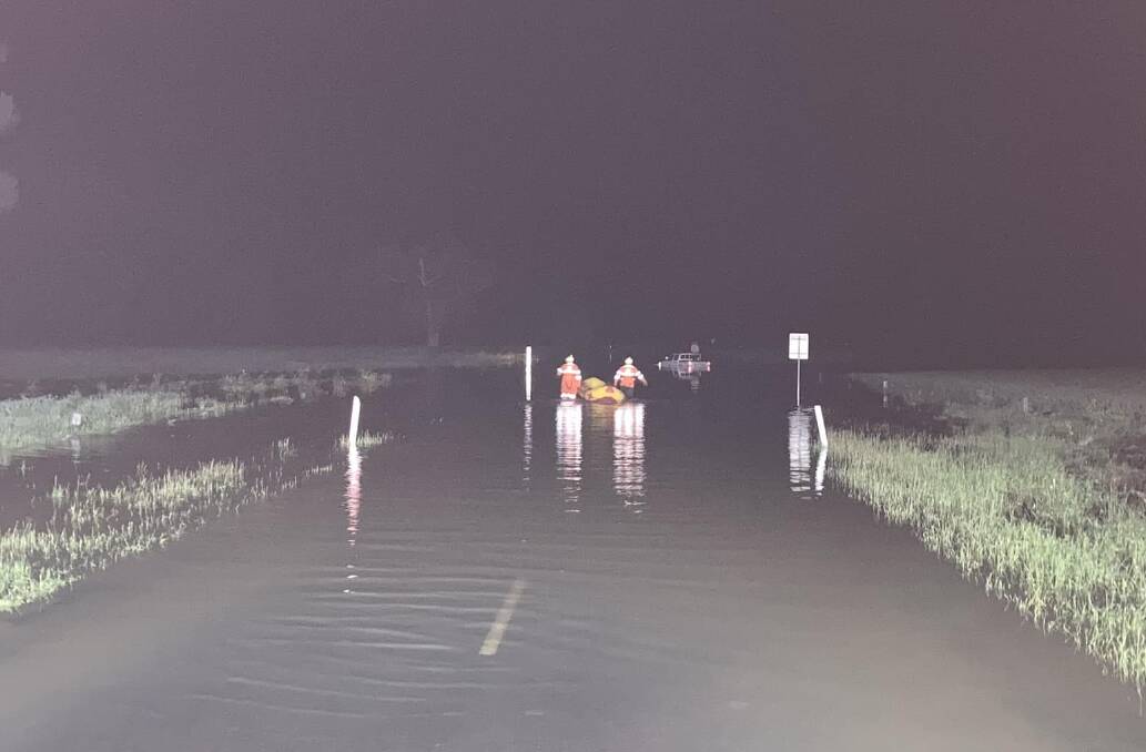 This driver had to be rescued by SES units from Boggabri and Gunnedah. Picture by NSW SES Unit