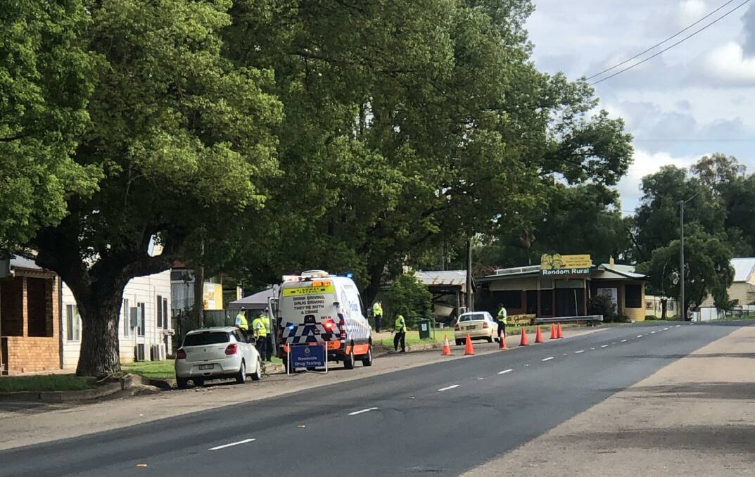 Out in force: Operation Wagonwheel hits the New England Highway at Willow Tree as part of the two-day blitz.