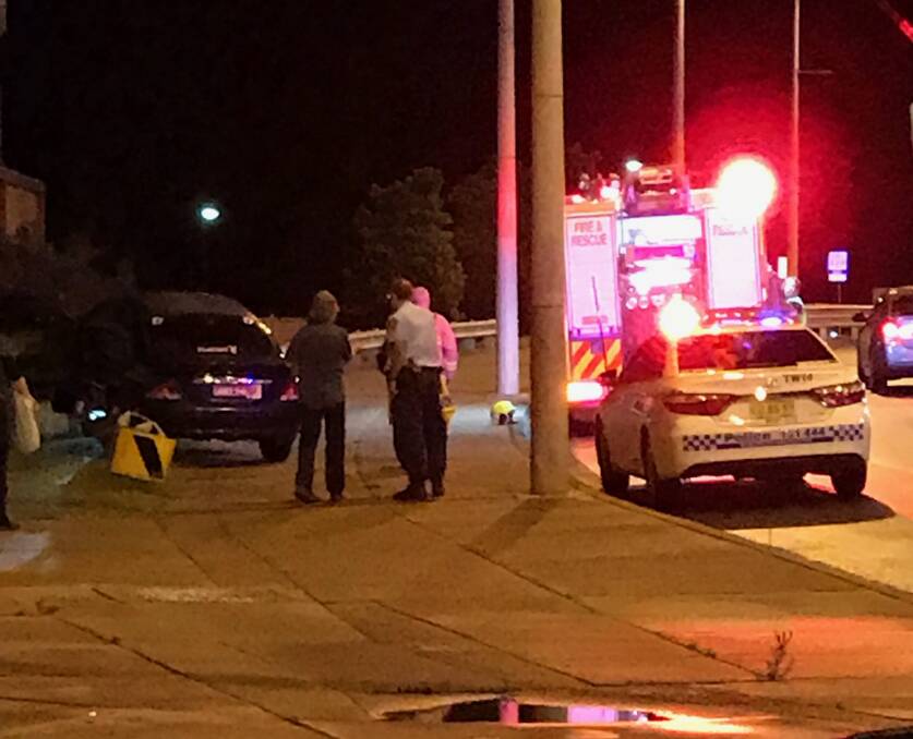 Crash scene: Emergency services on Thursday night on Bridge Street.