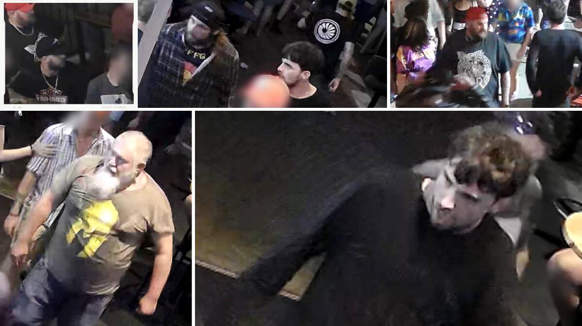 Public appeal: Oxley police released CCTV vision and images of the men wanted for questioning after the assault at a Gunnedah hotel in February. Photos: NSW Police