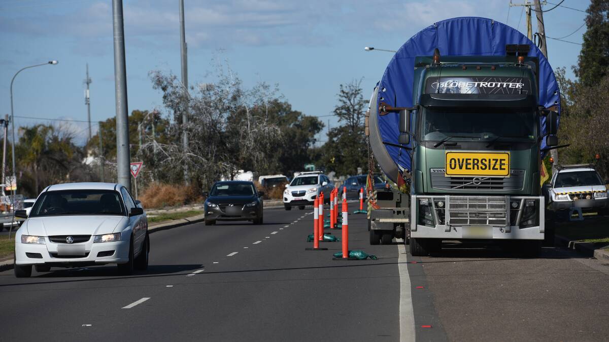 Highway stop: The wide-load blocked one lane. Photo: Gareth Gardner
