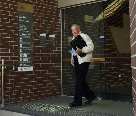 Behind bars: David Joseph Perrett walks into Armidale Local Court in 2017. Investigations by detectives from Strike Force Bennett continue, police have said.