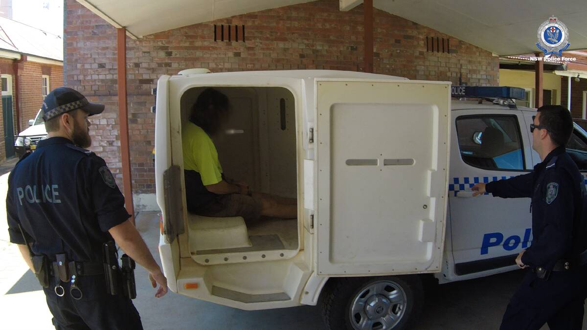 Sentenced: Robert Stonestreet, pictured in the back of a paddywagon after he was arrested near Bingara in 2019. Photo: NSW Police