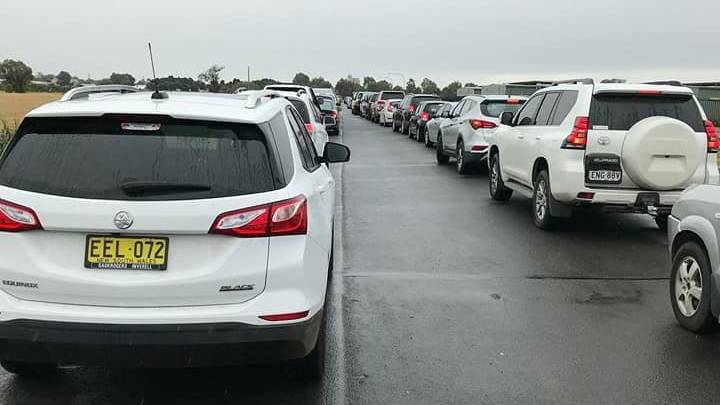 TESTING: The queue at the drive-through testing clinic for COVID-19 at Moree Gateway on June 10. Photo: Supplied