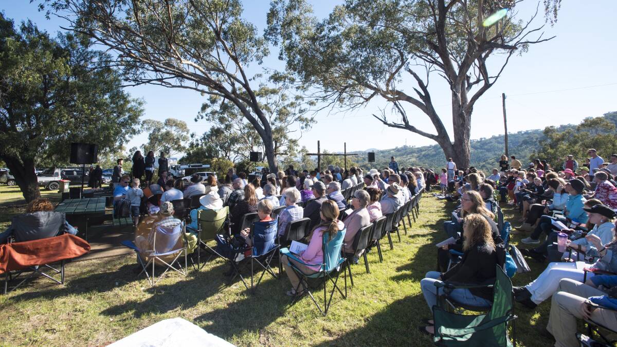 Good Friday: The Northwest Church service at the Tamworth Lookout on Friday. Photo: Peter Hardin